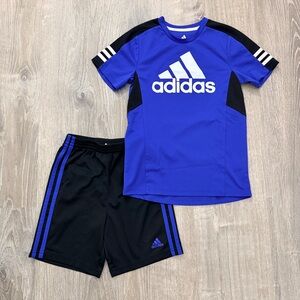 adidas Royal Blue & Black Short Sleeve Tee with Matching Shorts
